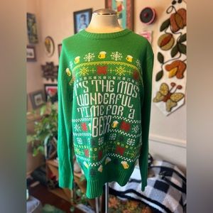 Men’s “It’s the Most Wonderful Time for a Beer” Ugly Christmas Sweater, L.